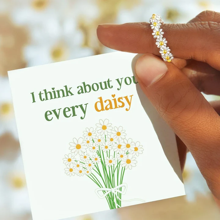 Thingking of You Engraved Daisy Ring